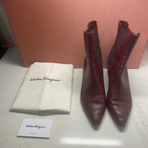 Ferragamo Burgundy Booties